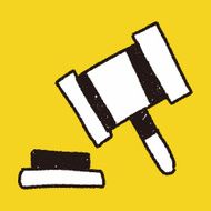 Auction hammer doodle drawing N4