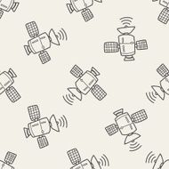 Doodle Satellites seamless pattern background N6