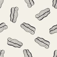 Bacon doodle seamless pattern background N2