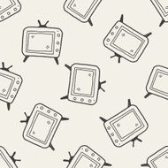 Doodle TV seamless pattern background