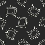 Doodle TV seamless pattern background N2