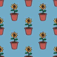 Seamless Cartoon Sunflower Background N2