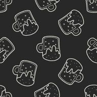 beer doodle drawing seamless pattern background