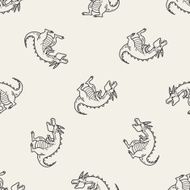 dragon doodle seamless pattern background N3