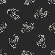 dragon doodle seamless pattern background N10