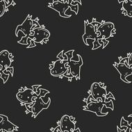 dragon doodle seamless pattern background N14