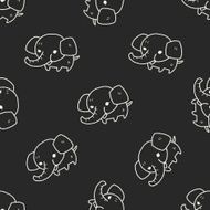 elephant doodle seamless pattern background N3