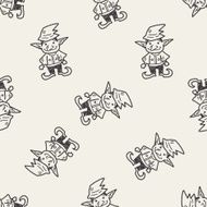 elf doodle seamless pattern background N5