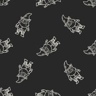 elf doodle seamless pattern background N6