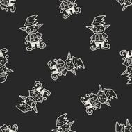 elf doodle seamless pattern background N10