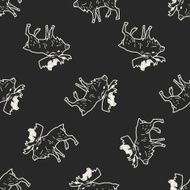 elk doodle seamless pattern background N2