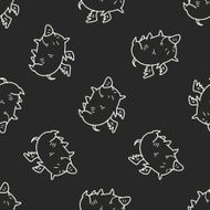 flying pig doodle seamless pattern background