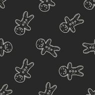 Gingerbread Man doodle seamless pattern background