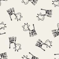 giraffe doodle seamless pattern background