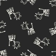 giraffe doodle seamless pattern background N2