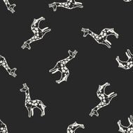 giraffe doodle seamless pattern background N3