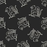 griffin doodle seamless pattern background N2