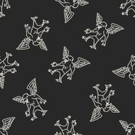 griffin doodle seamless pattern background N3