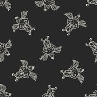 griffin doodle seamless pattern background N4