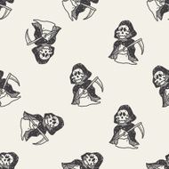 Grim Reaper doodle seamless pattern background