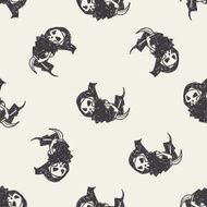 Grim Reaper doodle seamless pattern background N2