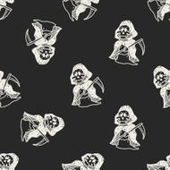 Grim Reaper doodle seamless pattern background N3