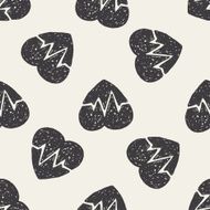heartbeat doodle seamless pattern background