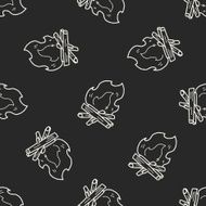 campfire doodle seamless pattern background