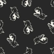 hippo doodle seamless pattern background N2