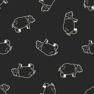 hippo doodle seamless pattern background N3