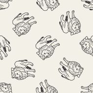 lion doodle seamless pattern background