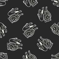 lion doodle seamless pattern background N3