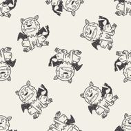 lion monster doodle seamless pattern background N2