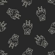 lion monster doodle seamless pattern background N3