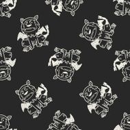 lion monster doodle seamless pattern background N4