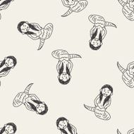 Medusa doodle seamless pattern background N2