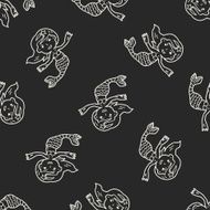 Mermaid doodle seamless pattern background