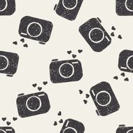 love camera doodle seamless pattern background