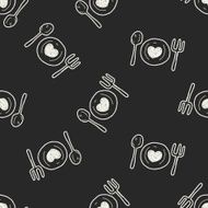 love dinner doodle seamless pattern background