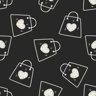 love shopping bag doodle seamless pattern background