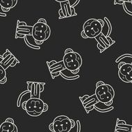 monkey doodle seamless pattern background