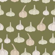 Background of gray garlic Vector seamless pattern vegetables