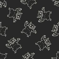 monster doodle seamless pattern background N16