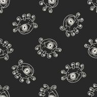 monster doodle seamless pattern background N20