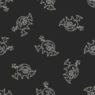 monster doodle seamless pattern background N22