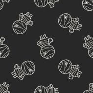 Mummy doodle seamless pattern background