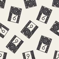 music tape doodle seamless pattern background N2