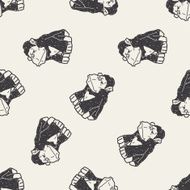orangutan monkey doodle seamless pattern background