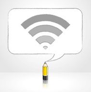 Yellow Lead Pencil Drawing Digital WiFi Icon Rectangular Speech Bubble