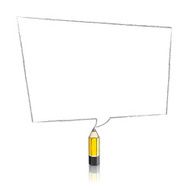Lead Yellow Pencil Drawing Skewed Rectangular Speech Balloon